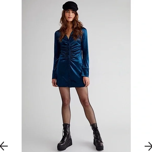 Free People | Dresses | Free People Shayla Velvet Mini Dress | Poshmark